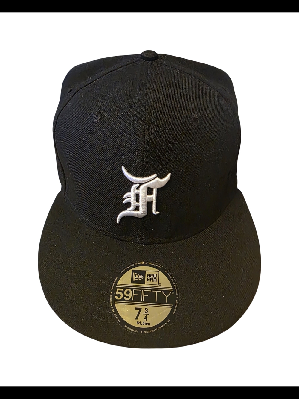 New Era Black and White 59FIFTY F Logo Fitted Hat